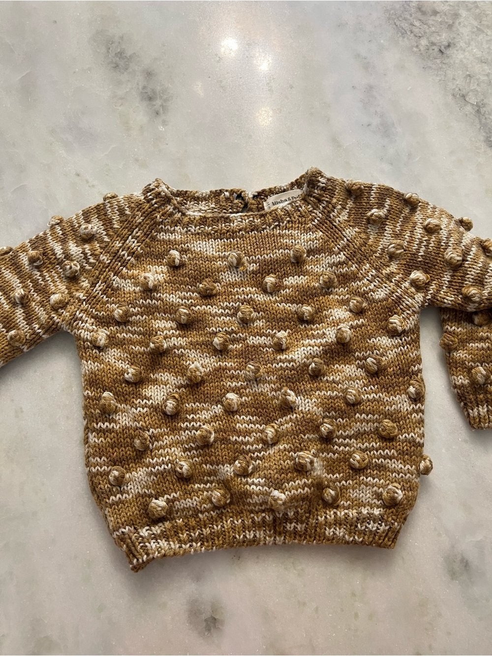 Misha & Puff: original popcorn sweater Marled Mustard & Cream handmade knit